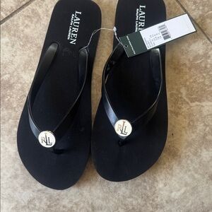 Lauren Ralph Lauren Black Sandals with Logo